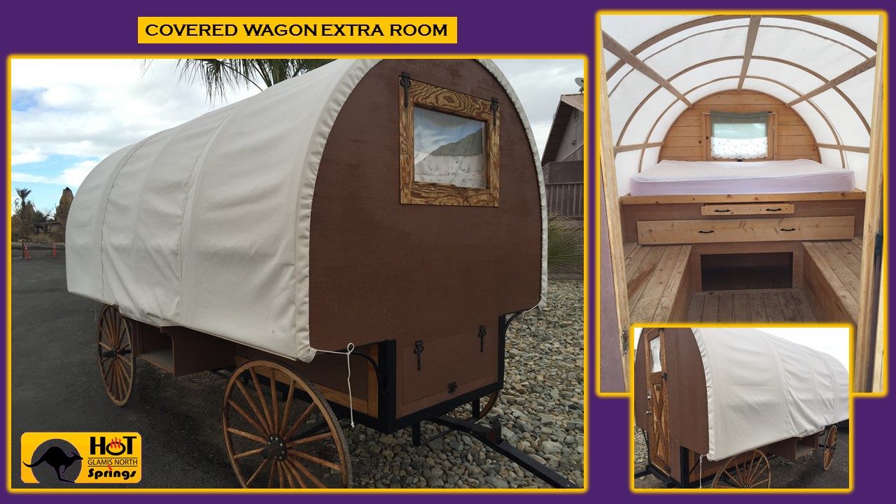 Picture of our Covered Wagon -Extra Room- with bed and storage space