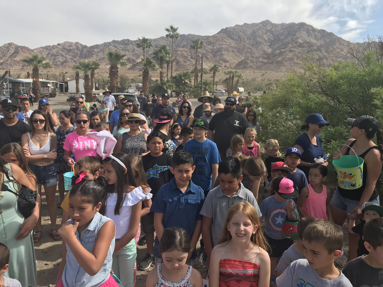 Kids line up for the annual Easter Egg Hunt at Glamis North