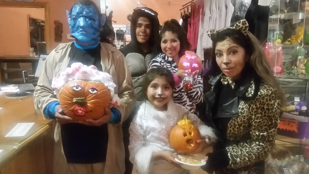 A picture of Halloween celebrants at Glamis North