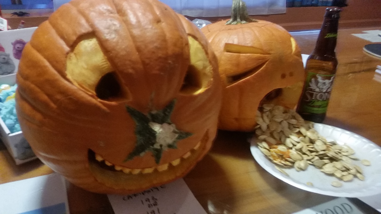 Picture of carved pumpkins from our 2019 Halloween Party at Glamis North