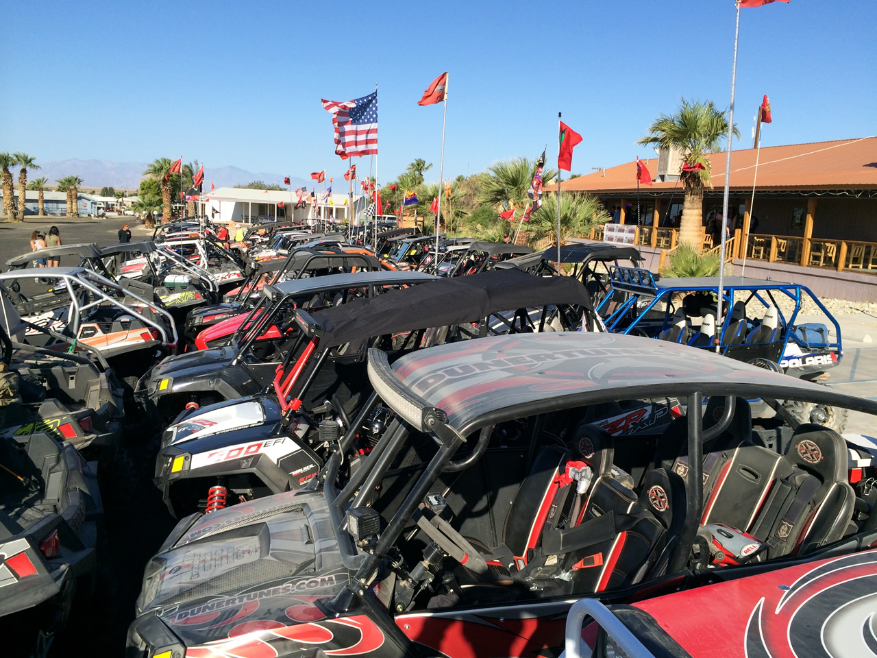 ATVs lined up at the annual RZR Forum at Glamis North