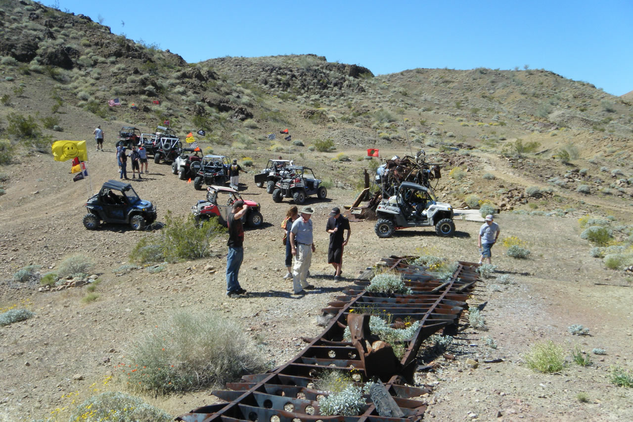 Twisted railroad tracks on the trails just outside Glamis North Hot Springs Resort